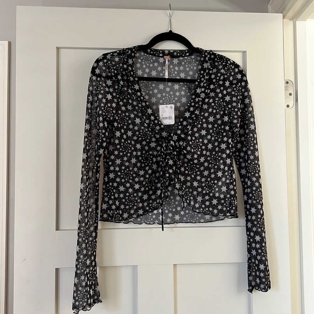 NWT Free People Marne Top Navy Star Small